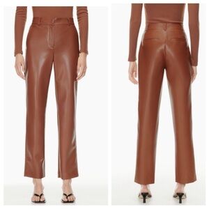 Aritzia Babaton Command Pant Brown vegan leather